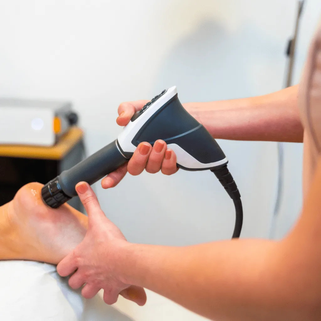 Shockwave therapy in Sherwood Park Physio - therapy on foot